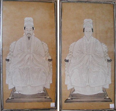 Lot 138 - Pair of Chinese Ancestor Portraits in Rare...