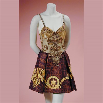 Lot 250 - Versace Alligator Print Jeweled Dress Italian,...