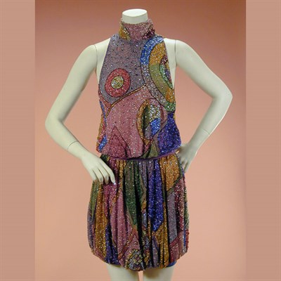 Lot 251 - Versace Modernist Jeweled Bubble Skirt Dress...