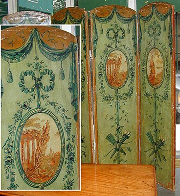 Lot 467 - Neoclassical Style Painted Four-Panel Screen