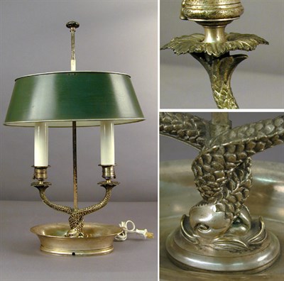 Lot 394 - Empire Style Silver Plated Bouillotte Lamp