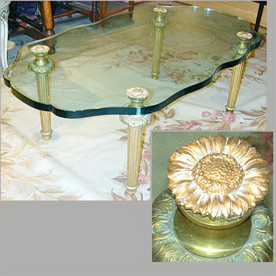 Lot 240 - Louis XVI Style Gilt-Bronze and Glass Low Table