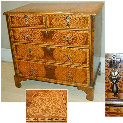 Lot 224 - Pair of Georgian Style Inlaid Burl-Wood Chests...