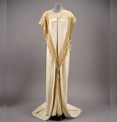 Lot 86 - Ivory Damask and Lace Formal Gown American,...