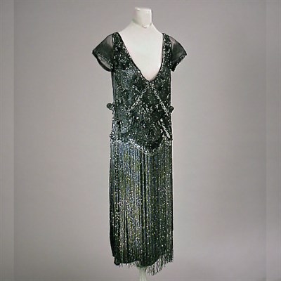 Lot 107 - Bead Fringed Chemise Dress American, 1920s...