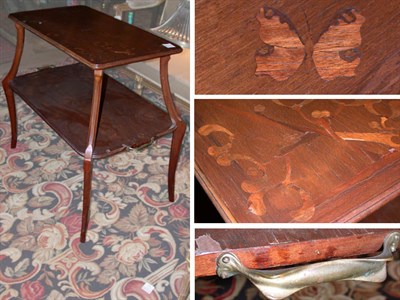 Lot 136 - Majorelle Marquetry Two-Tier Table Each shelf...