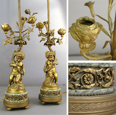 Lot 444 - Pair of Louis XVI Style Gilt-Bronze and Marble...