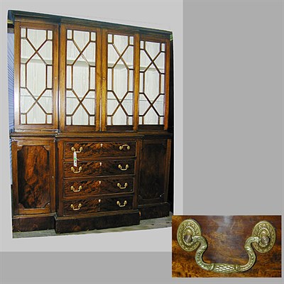 Lot 438 - George III Style Mahogany Breakfront Bookcase