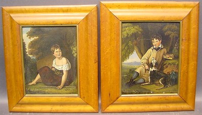 Lot 19 - English School 19th Century BOY WITH HIS DOG...