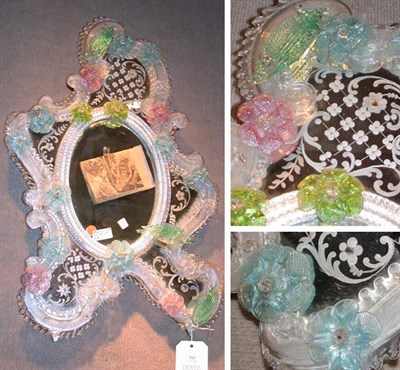 Lot 524 - Venetian Glass Mirror Of cartouche form,...