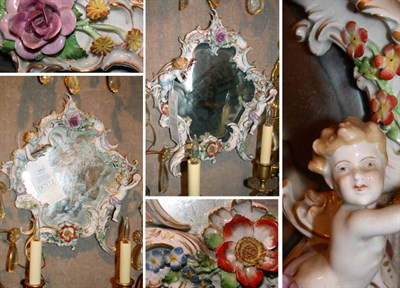 Lot 329 - Pair of German Porcelain Mirrors Each of...