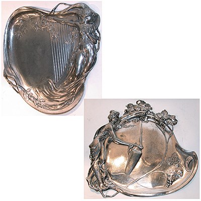 Lot 113 - Two Art Nouveau WMF Pewter Trays One with a...