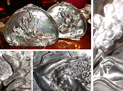 Lot 115 - Pair of Art Nouveau WMF Pewter Plaques Each...