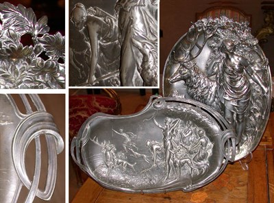 Lot 116 - Two Art Nouveau WMF Pewter Plaques Depicting...
