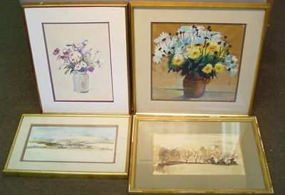 Lot 4 - 20th Century School LANDSCAPES: TWO and FLORAL...