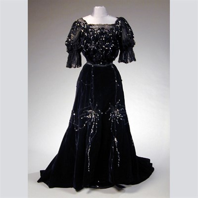 Lot 90 - Drecoll Black Velvet Ball Gown Austrian/French,...