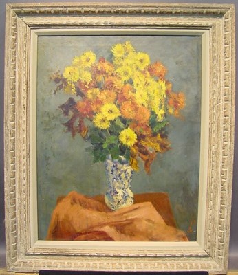 Lot 1 - 20th Century School FLORAL STILL LIFE IN BLUE...
