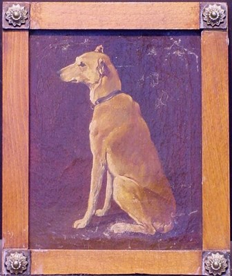 Lot 142 - Continental School 20th Century SEATED DOG Oil...