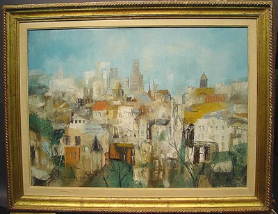 Lot 31 - Jean Kalisch 20th Century URBAN SKYLINE Signed...