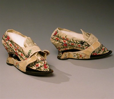 Lot 265 - Pair of Silk Shoes with Clogs English, circa...