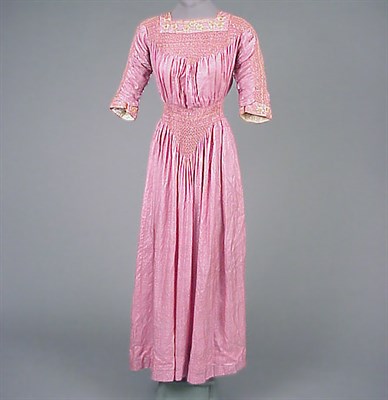 Lot 78 - Liberty Smocked Silk Dress English, circa 1905...