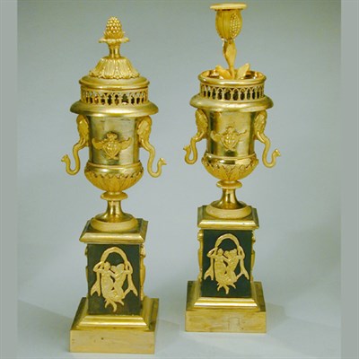 Lot 407 - Pair of Empire Gilt and Patinated Bronze...