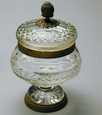 Lot 472 - French Gilt-Metal Mounted Cut Glass Covered Jar