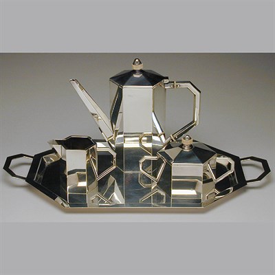 Lot 500 - Art Deco Silver Plated Tea Service Comprising...
