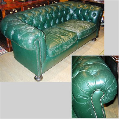 Lot 456 - Leather Upholstered Chesterfield Sofa