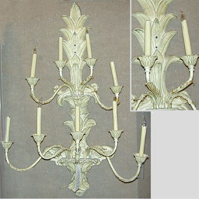 Lot 272 - Pair of Rococo Style Painted Metal Nine-Light...