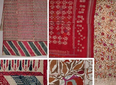Lot 577 - Three Embroidered Panels Indian, 19th century...