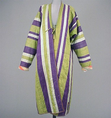 Lot 555 - Striped Silk Robe Chapan Uzbek, 19th century...