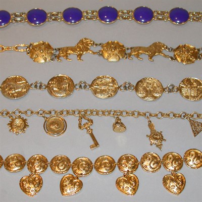 Lot 447 - Group of Five Chain Belts Some French, 1970s...