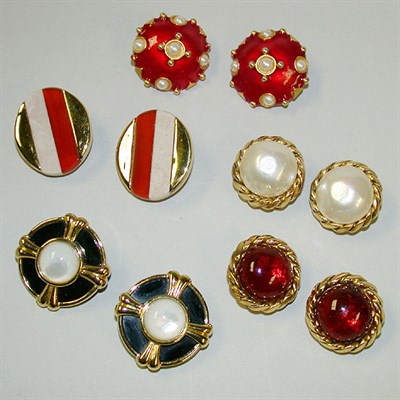 Lot 407 - Five Pairs Chanel and Other Earrings 1980s...