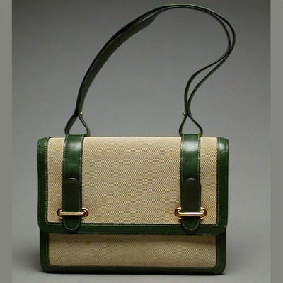 Lot 499 - Hermes Toile and Hunter Green Calf Shoulder...