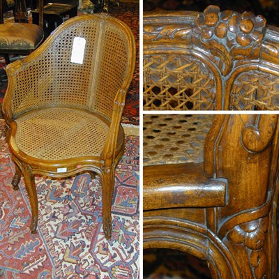 Lot 114 - Louis XV Style Caned and Walnut Bergere