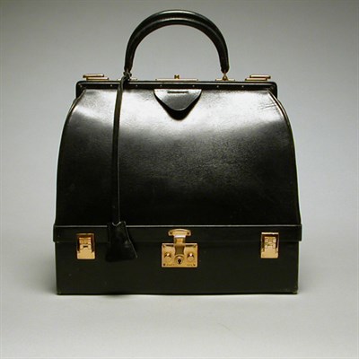 Lot 487 - Hermes Black Calf Bag Mallette 1950s With...