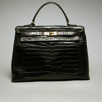 Lot 489 - Hermes Black Alligator Kelly Bag Late 1950s...