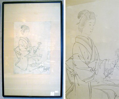 Lot 145 - Framed Japanese Ink Drawing in the Manner of...