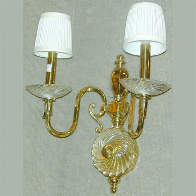 Lot 397 - Pair of Georgian Style Brass and Glass...