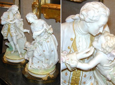 Lot 212 - Pair of Bisque Figural Lamps