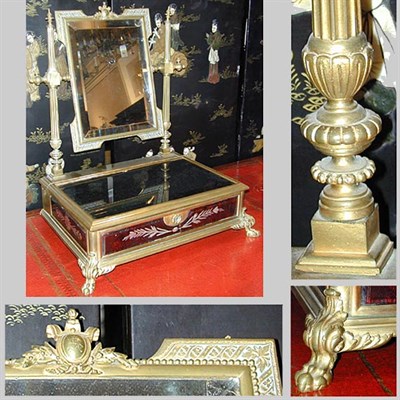Lot 448 - Victorian Brass Shaving Mirror