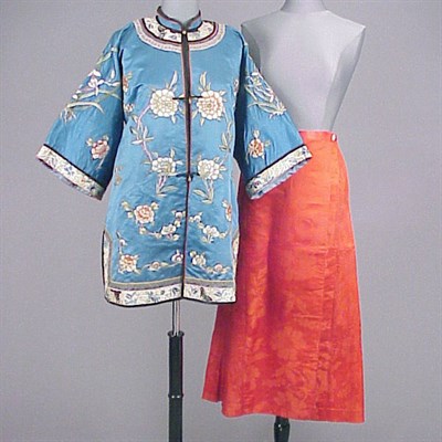 Lot 544 - Embroidered Applique Silk Jacket Chinese,...