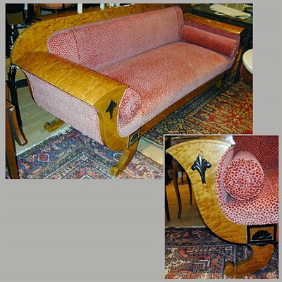 Lot 430 - Biedermeier Style Upholstered Maple Sofa
