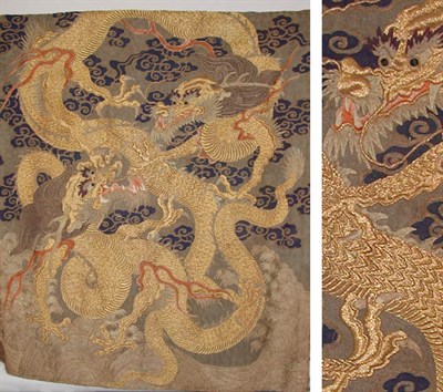 Lot 582 - Large Embroidered Dragon Panel Probably...