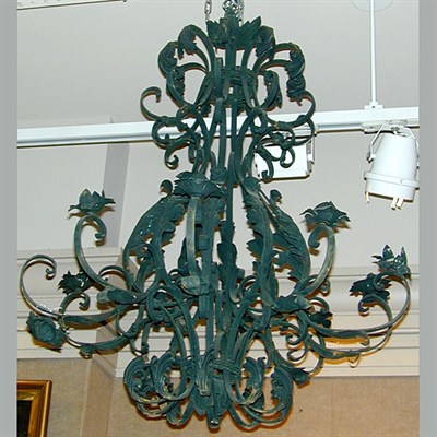 Lot 392 - Pair of Louis XV Style Patinated Wrought Metal...
