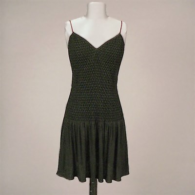 Lot 151 - Galanos Smocked Black Mini Dress American,...