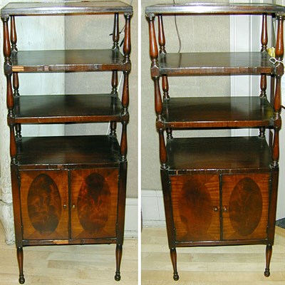 Lot 308 - Pair of Regency Style Leather Inset Etageres