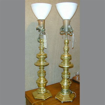 Lot 87 - Pair of Baroque Style Brass Lamps