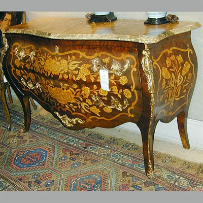 Lot 256 - Louis XV Style Marble Top Marquetry Inlaid...
